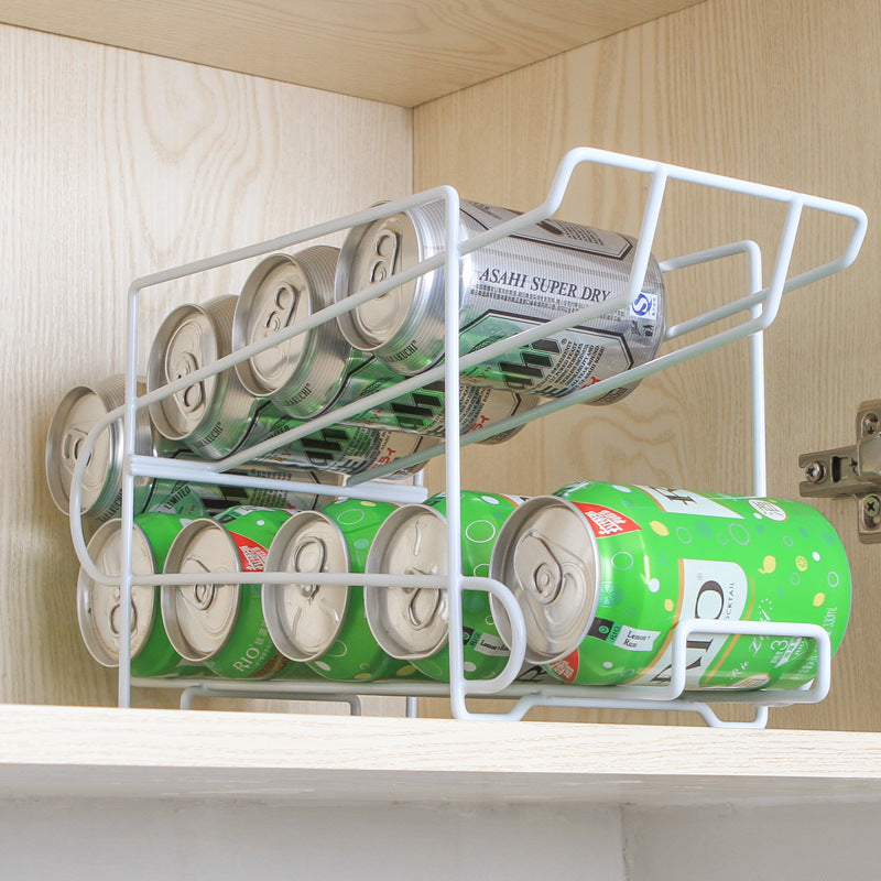 Kitchen storage rack for cans and caned drinks
