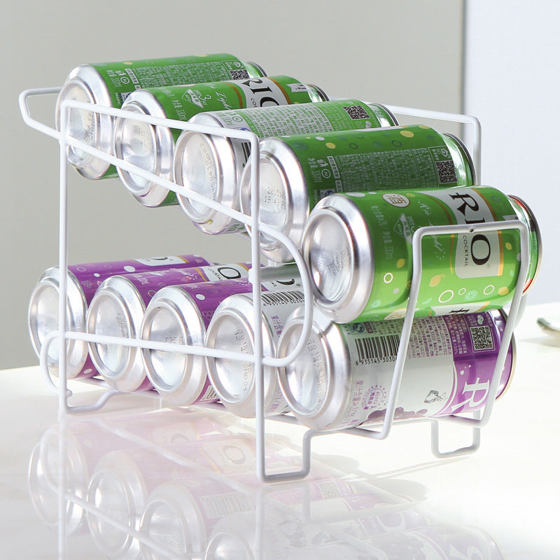 Kitchen storage rack for cans and caned drinks