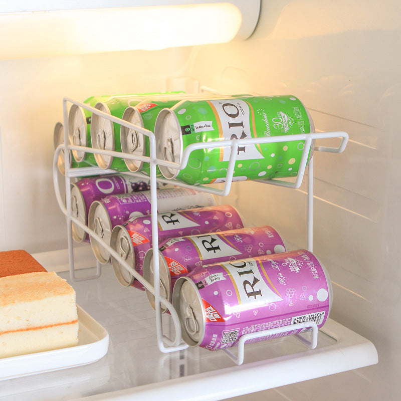 Kitchen storage rack for cans and caned drinks
