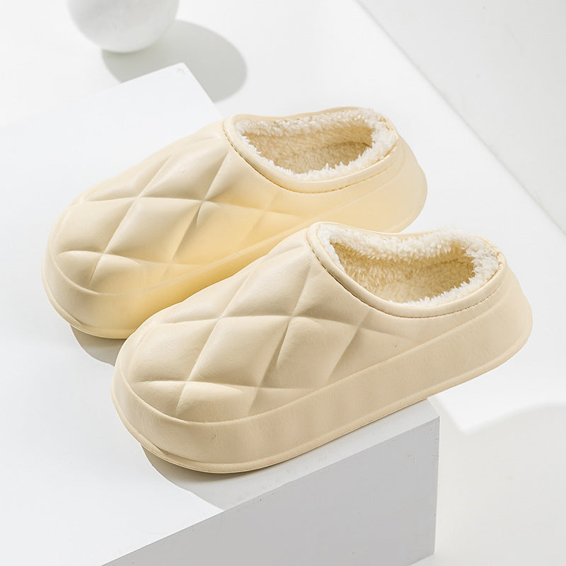Winter Plush Indoors Slippers for Women's - Rhombus Design
