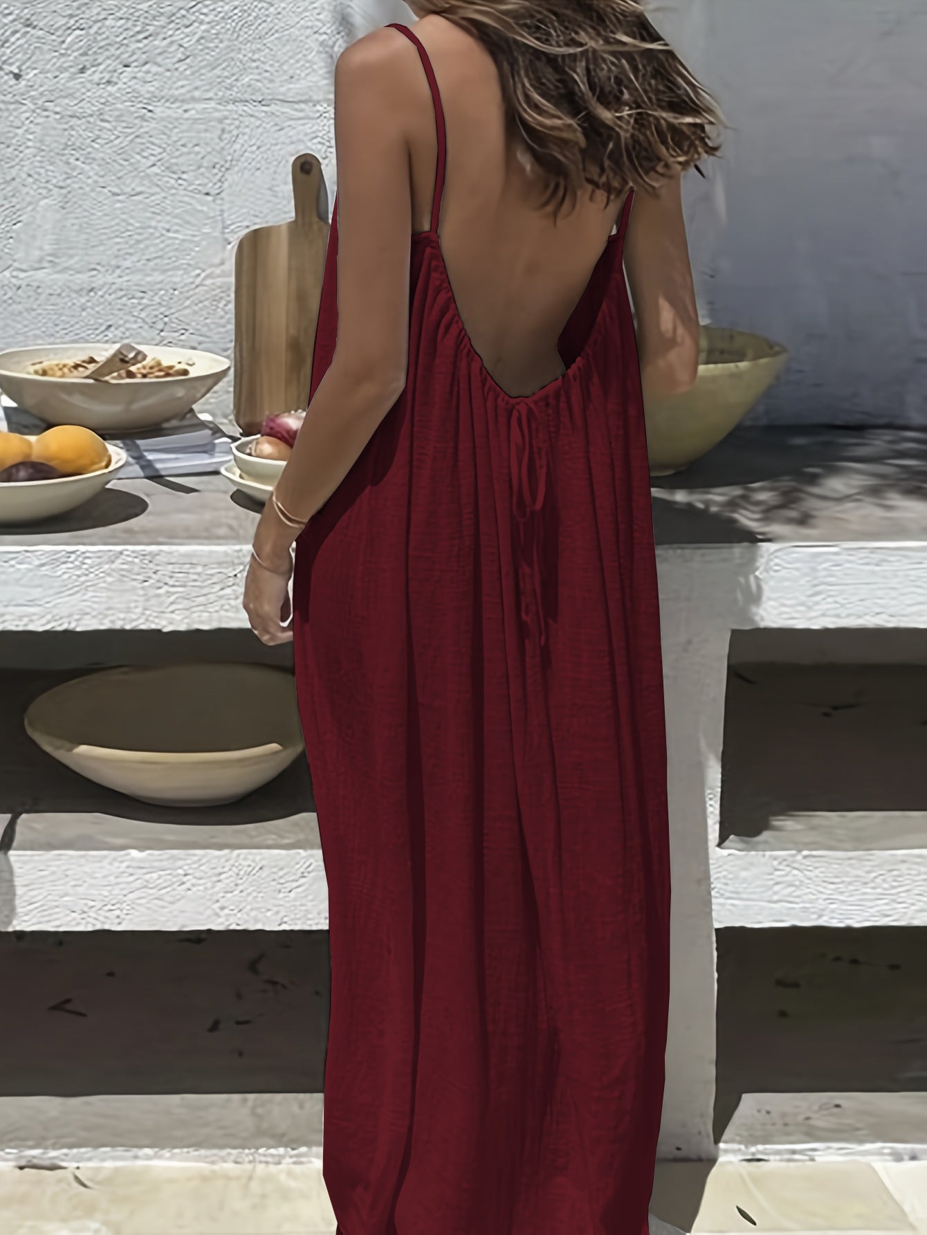 Women's Backless Loose Long Home Wear Nighty Dress