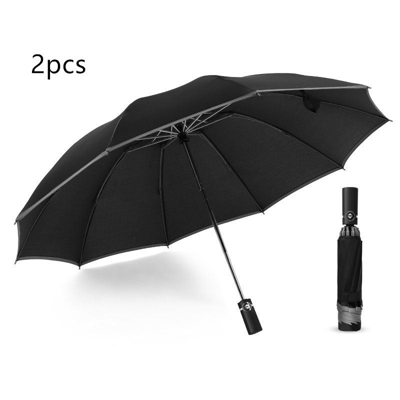 Portable Windproof Folding Umbrella with reflective stripes for night safety