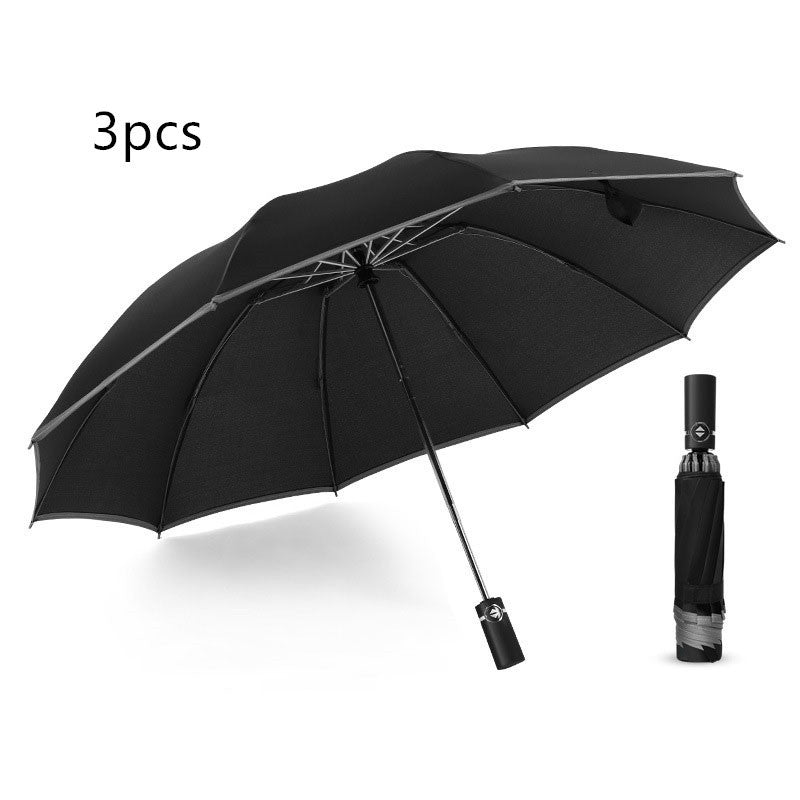 Portable Windproof Folding Umbrella with reflective stripes for night safety