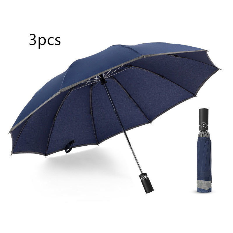 Portable Windproof Folding Umbrella with reflective stripes for night safety