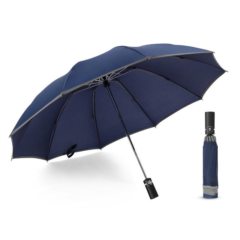 Portable Windproof Folding Umbrella with reflective stripes for night safety