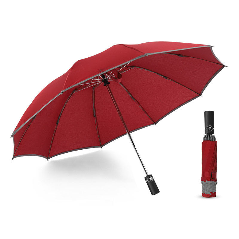 Portable Windproof Folding Umbrella with reflective stripes for night safety