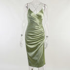 Women's V-neck Side Gathered Dress