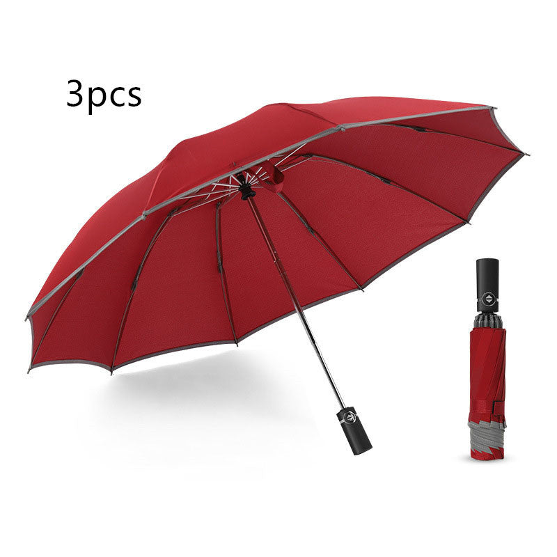 Portable Windproof Folding Umbrella with reflective stripes for night safety