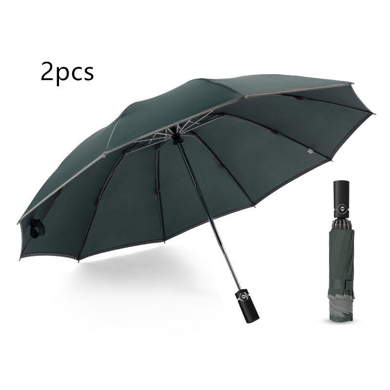 Portable Windproof Folding Umbrella with reflective stripes for night safety
