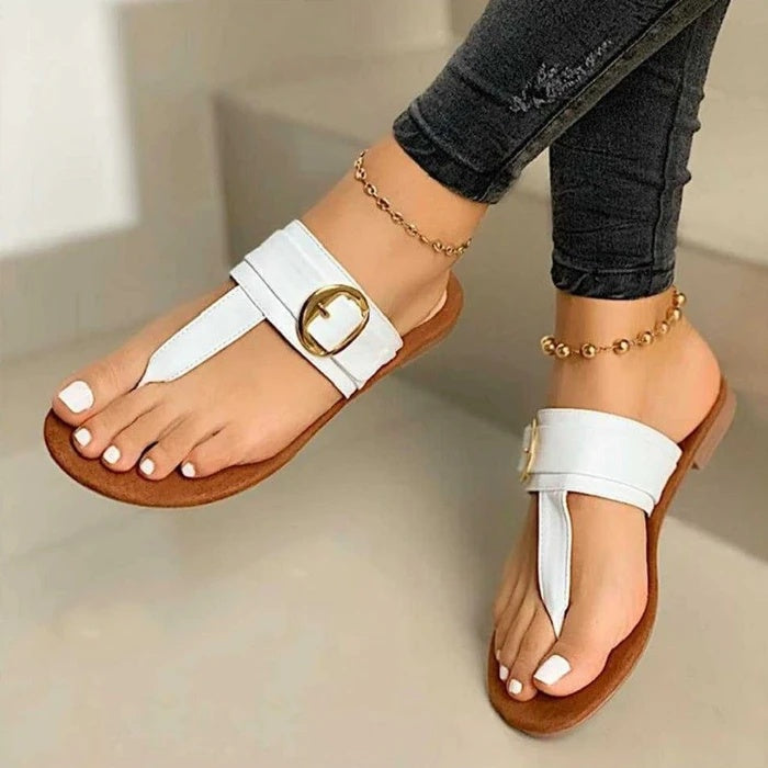 Flat toe casual women's slippers