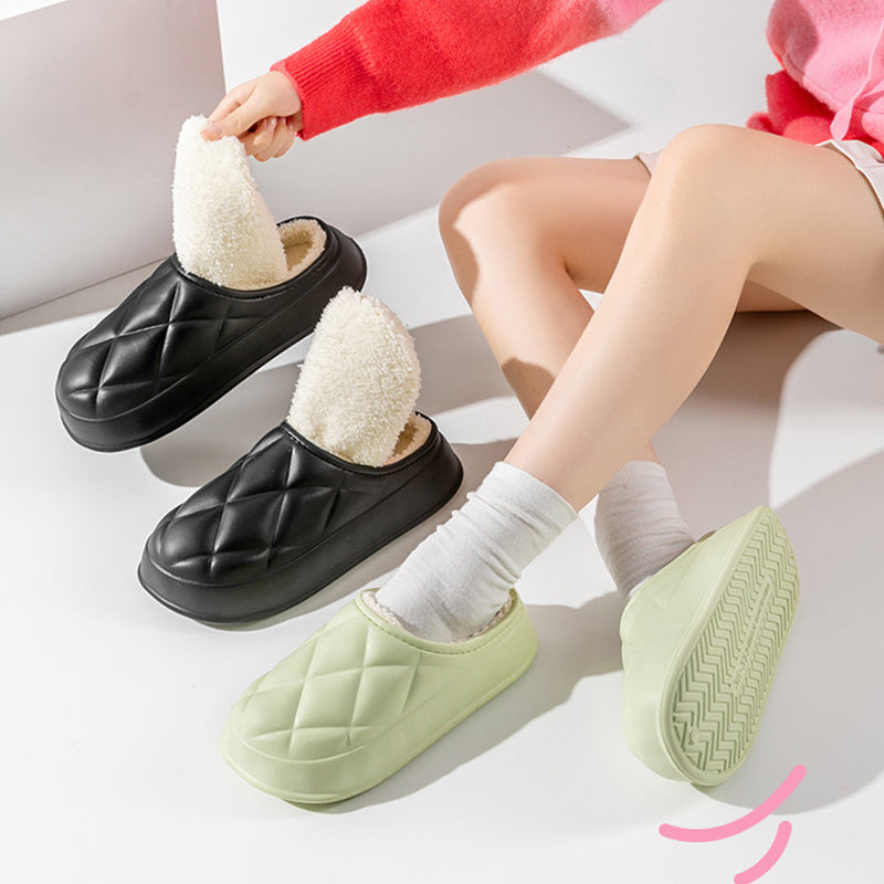 Winter Plush Indoors Slippers for Women's - Rhombus Design