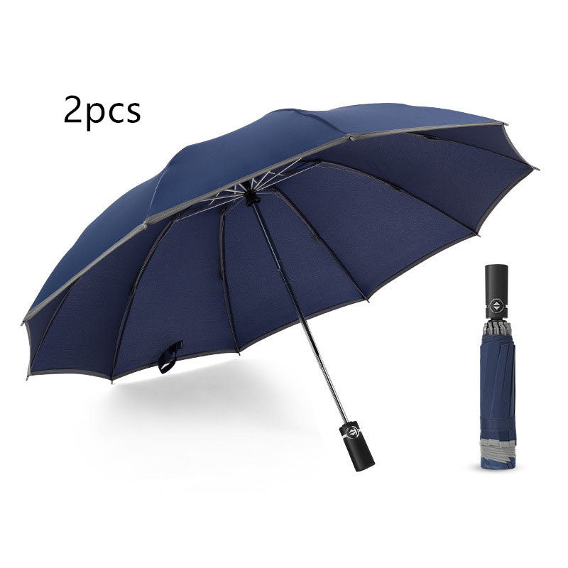 Portable Windproof Folding Umbrella with reflective stripes for night safety