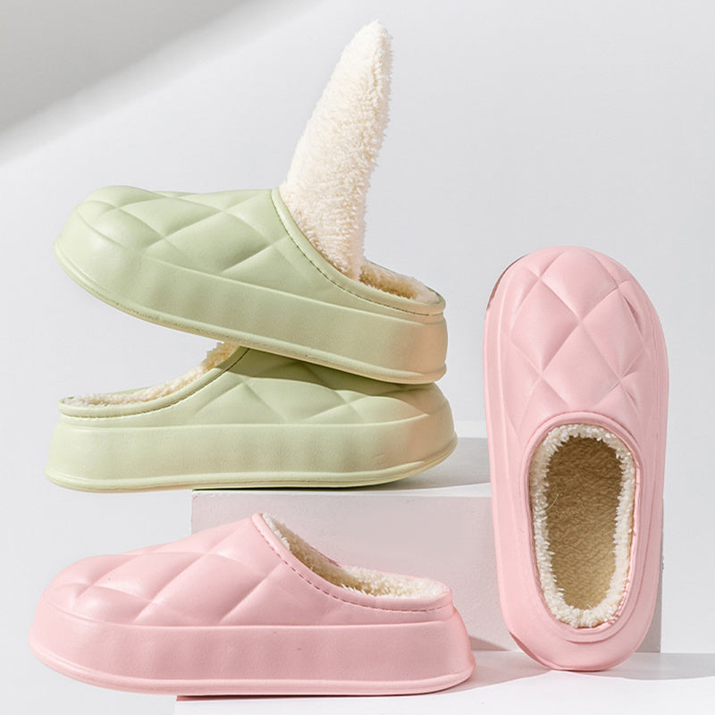 Winter Plush Indoors Slippers for Women's - Rhombus Design