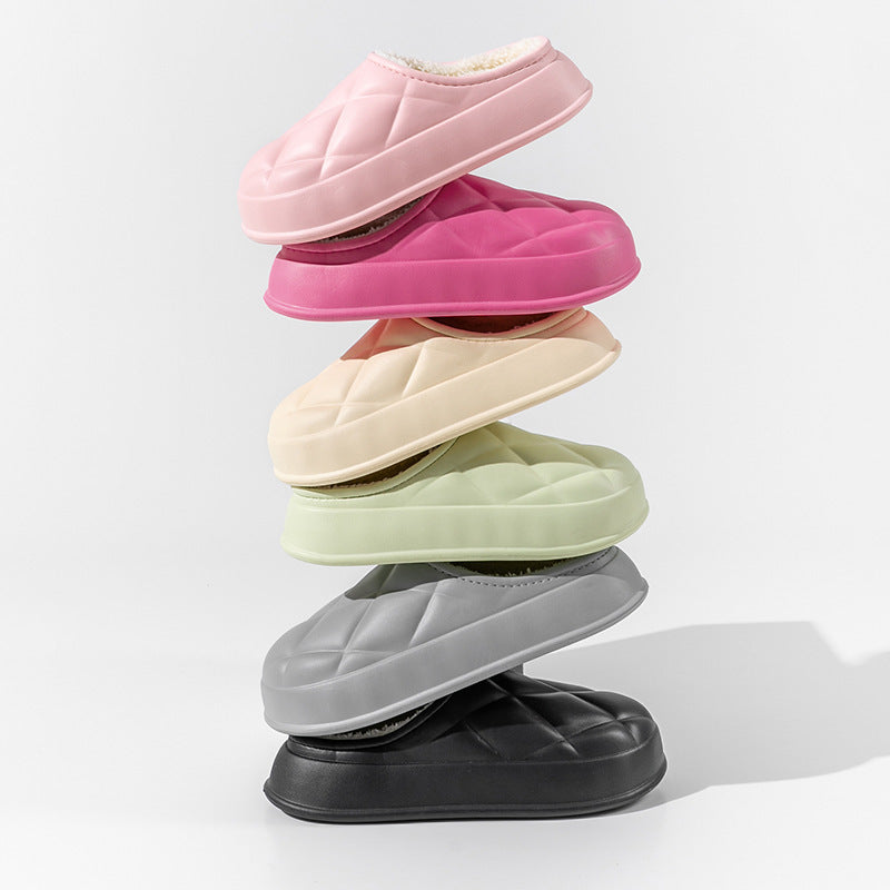 Winter Plush Indoors Slippers for Women's - Rhombus Design