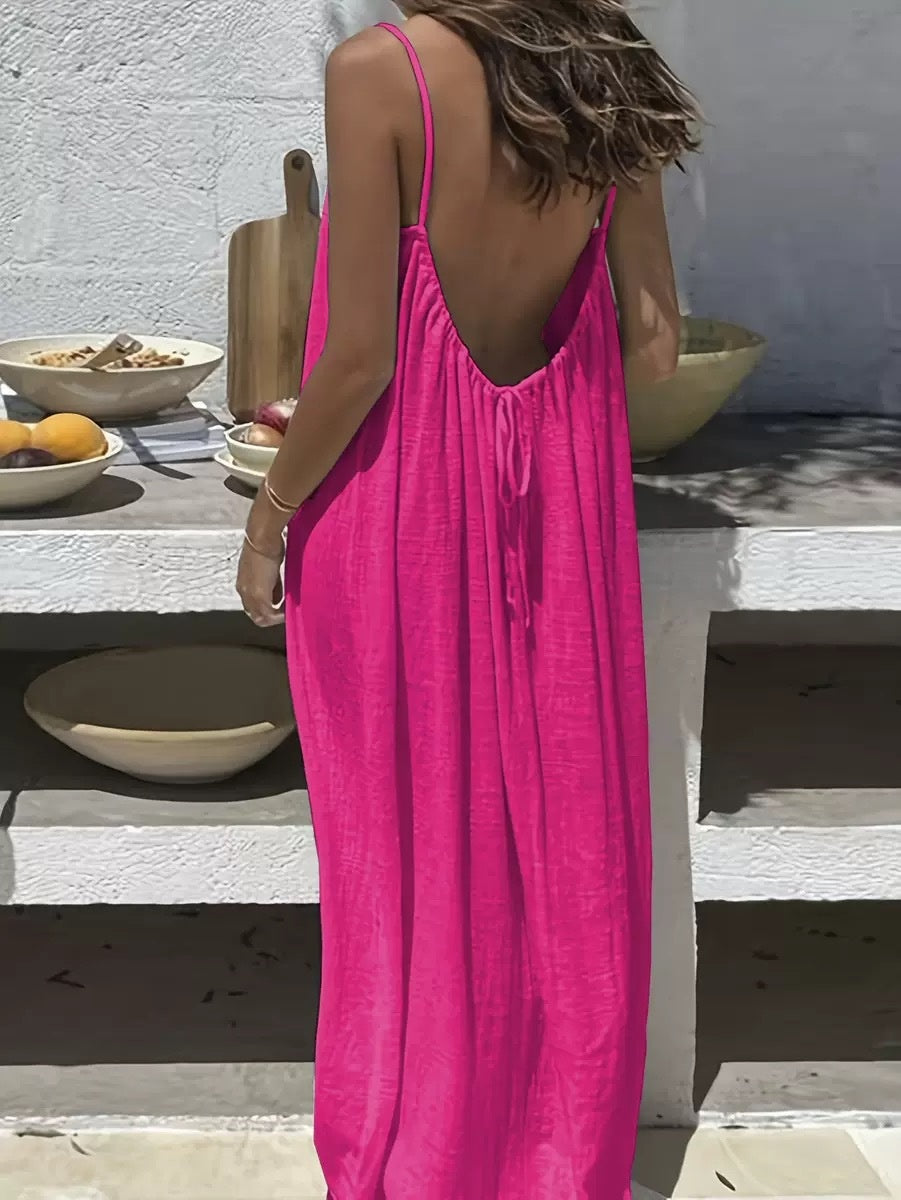 Women's Backless Loose Long Home Wear Nighty Dress
