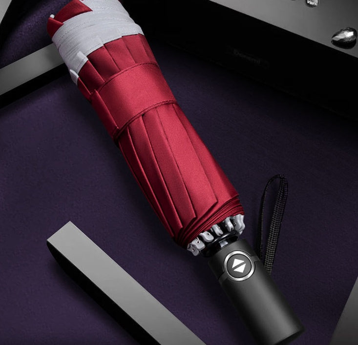 Portable Windproof Folding Umbrella with reflective stripes for night safety