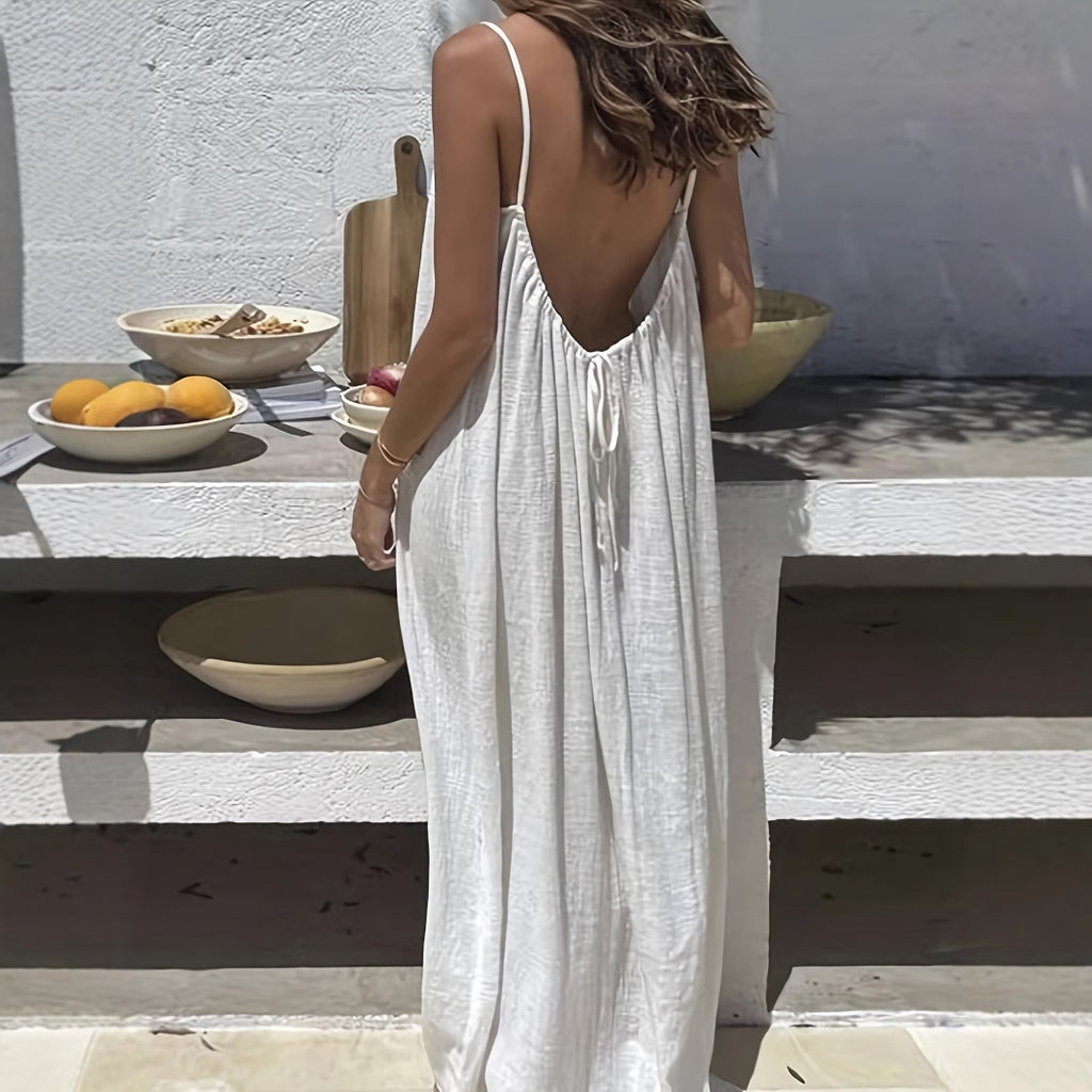 Women's Backless Loose Long Home Wear Nighty Dress