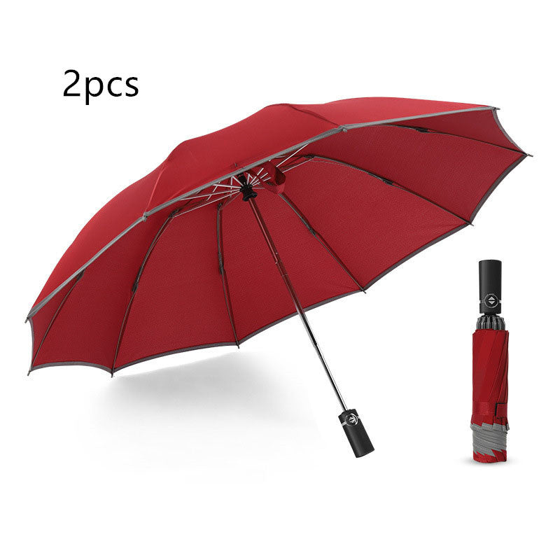 Portable Windproof Folding Umbrella with reflective stripes for night safety