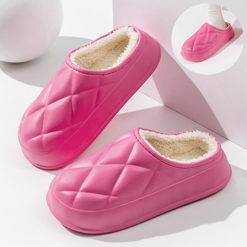Winter Plush Indoors Slippers for Women's - Rhombus Design