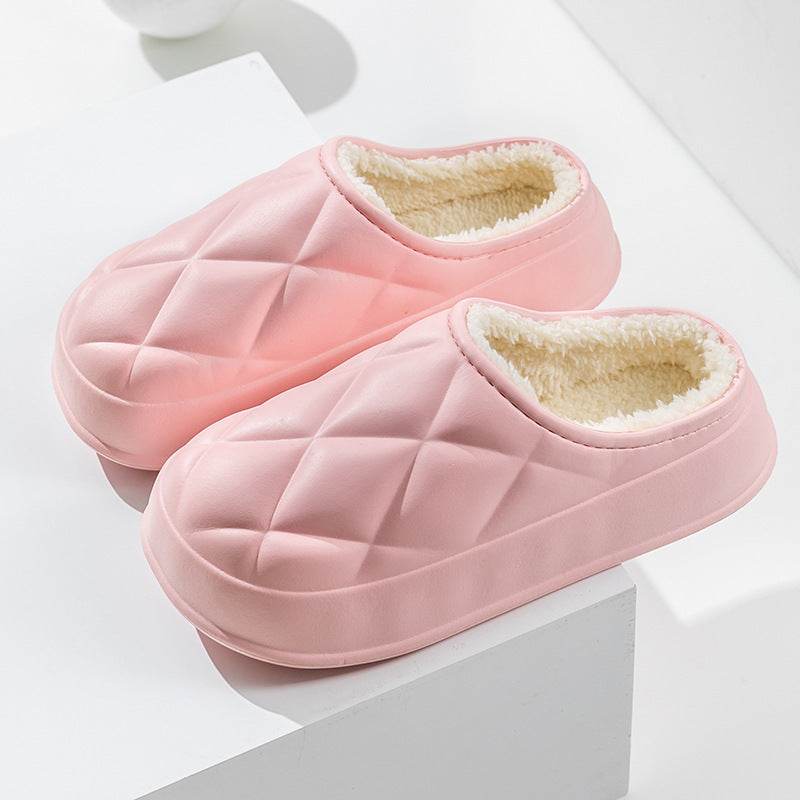 Winter Plush Indoors Slippers for Women's - Rhombus Design