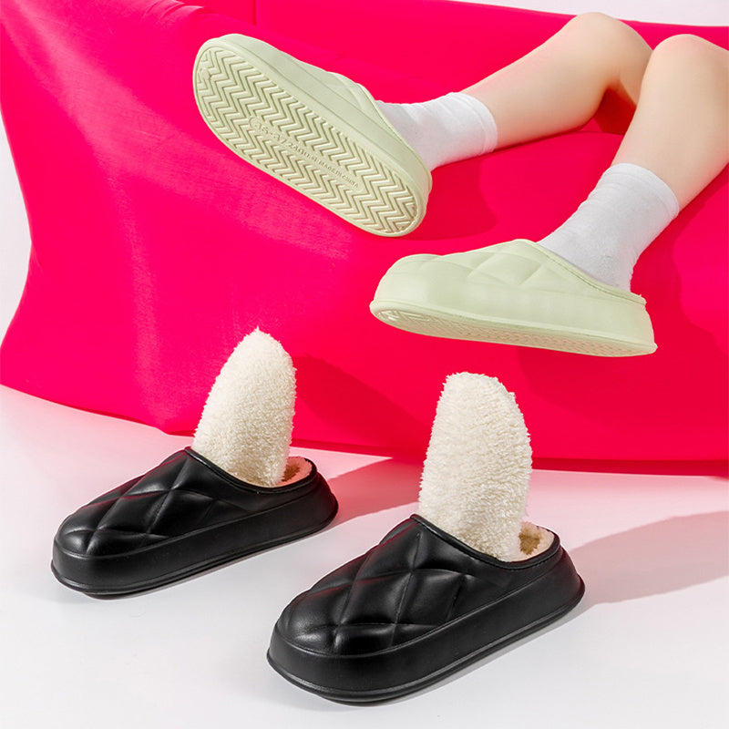 Winter Plush Indoors Slippers for Women's - Rhombus Design